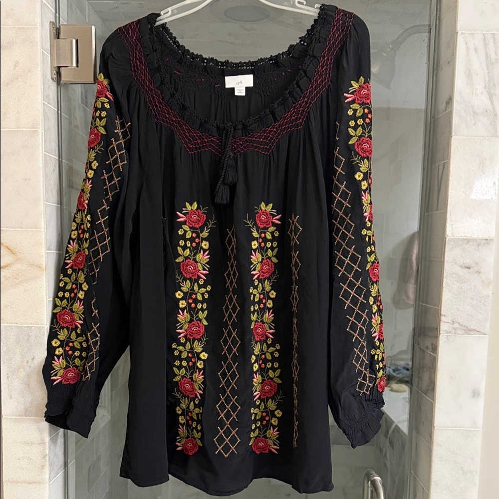 J. Jill Black Crochet Detail Blouse